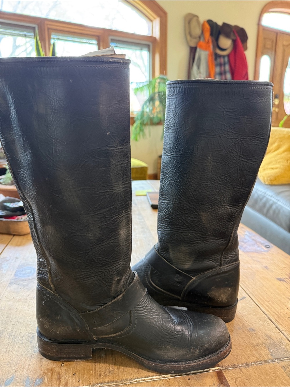 FRYE Veronica Slouch Tall Black Leather Moto Boots – Size 8.5 - Picture 2 of 6